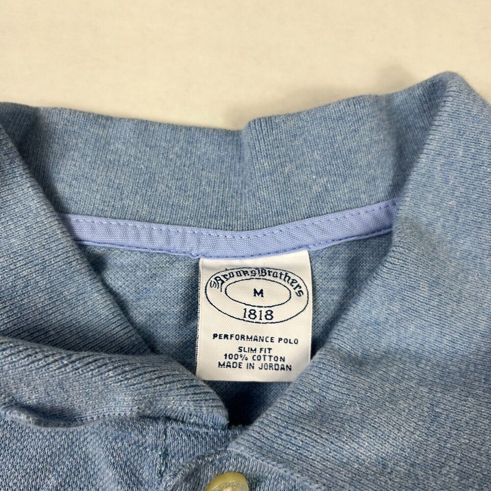 Brooks Brothers Mens Performance Polo Shirt Blue Short Sleeve Slim Fit MEDIUM - Picture 5 of 10